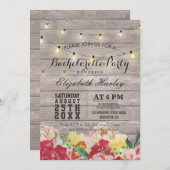 Invitation Chaîne Lumière Bois Rustique Floral Bachelorette P (Devant / Derrière)