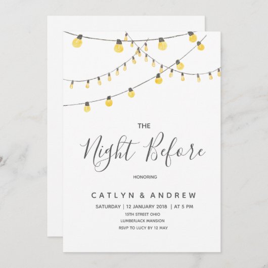 Invitation Chaîne Lumière La Nuit Avant L'Invitation (Devant / Derrière)