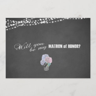 Invitation Chaîne Lumière Mason Jar Chalkboard Matron d'honne
