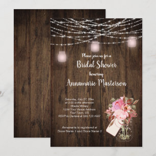Invitation Chaîne Lumière Mason Jar Fête des mariées Florale