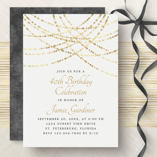 Invitation Chaîne Lumière Or Élégant Mariage Anniversaire