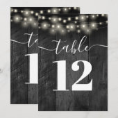 Invitation Chaîne Lumières Barre noire Bois Boho Numéro de ta (Devant / Derrière)