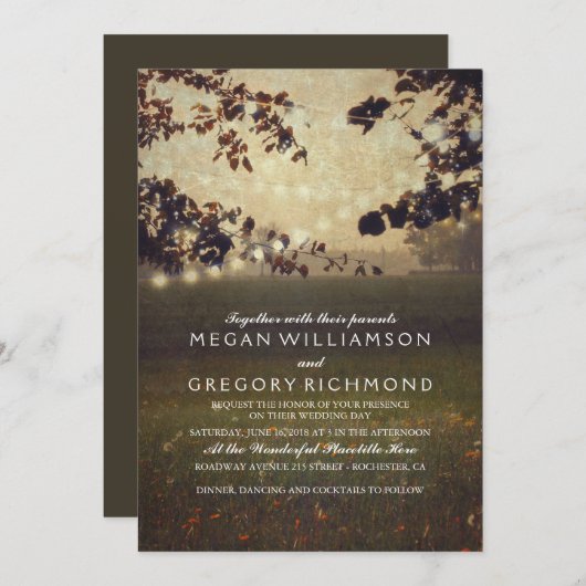 Invitation Chaîne Lumières Branches de l'arbre des prairies M (Devant / Derrière)