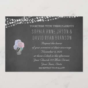 Invitation Chaîne Lumières Mason Jar Chalkboard Mariage Invit