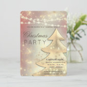 Invitation Chaîne lumières or entreprise Noël fête blush (Debout devant)