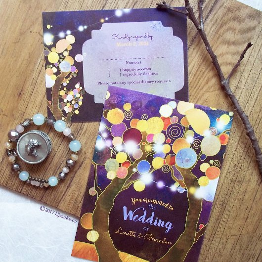 Invitation Chaîne Lumières Purple Love Trees Mariage
