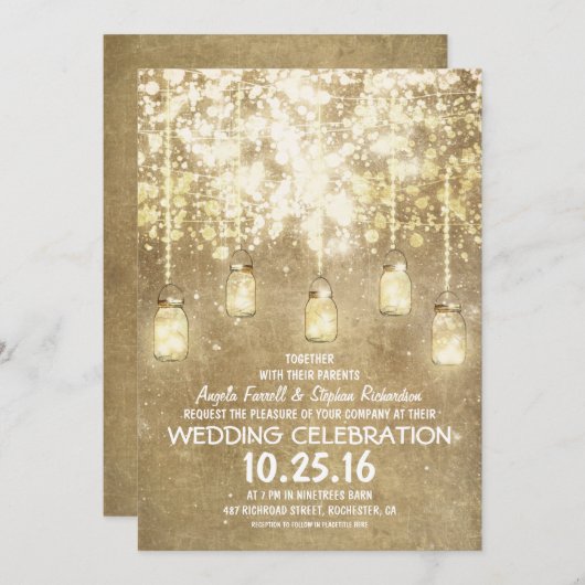 Invitation Chaîne lumières scintillante mâchoire invite maria (Devant / Derrière)