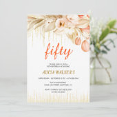 Invitation Chaîne Parties scintillant or Jaune Orange Fleur A (Debout devant)