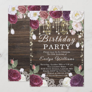 Invitation Chaîne rustique Bois clair Anniversaire