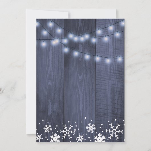 Invitation Chaîne rustique d'hiver lumières neige nuptiale do (Dos)