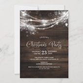 Invitation Chaîne rustique éclaire la fête de Noël en bois (Devant)