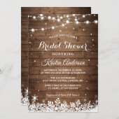 Invitation Chaîne rustique Fête des mariées d'hiver de Flocon (Devant / Derrière)