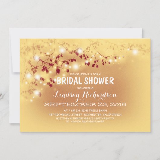 Invitation Chaîne rustique illumine Fête des mariées romantiq (Devant)