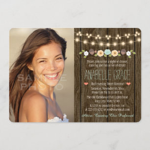 Invitation Chaîne Turquoise de lumière Sweet sixteen russe