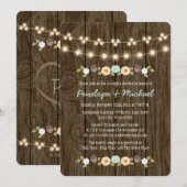 Invitation Chaîne turquoise de lumières Chute Rustique Couple (Devant / Derrière)