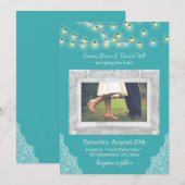 Invitation Chaîne Turquoise Lumières & Mariage de dentelle (Devant / Derrière)