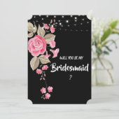 Invitation Chaîne Whimsical Lights Black Bridesmaid (Debout devant)