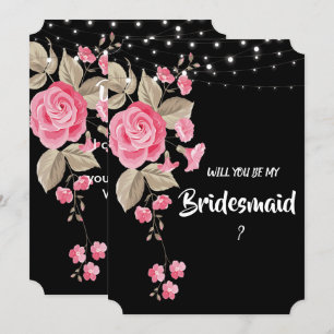 Invitation Chaîne Whimsical Lights Black Bridesmaid