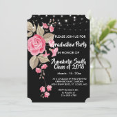 Invitation Chaîne Whimsical Lights Black Graduation (Debout devant)