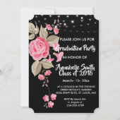 Invitation Chaîne Whimsical Lights Black Graduation (Devant)