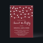 Invitation Chaîne Whimsical Lights Bourgogne Sweet 16 Party<br><div class="desc">Cette invitation sucrée,  élégante et capricieuse à 16 fêtes,  présente des lumières de fée en suspension blanche sur un arrière - plan bordeaux. Personnalisez en ajoutant vos détails. Cette invitation au sweet sixteen bordeaux est parfaite pour des fêtes d'anniversaire en plein air.</div>