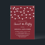 Invitation Chaîne Whimsical Lights Bourgogne Sweet 16 Party<br><div class="desc">Cette invitation sucrée,  élégante et capricieuse à 16 fêtes,  présente des lumières de fée en suspension blanche sur un arrière - plan bordeaux. Personnalisez en ajoutant vos détails. Cette invitation au sweet sixteen bordeaux est parfaite pour des fêtes d'anniversaire en plein air.</div>