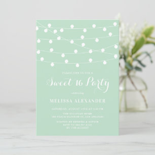 Invitation Chaîne Whimsical Lights Mint Green Sweet 16 Party