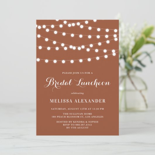 Invitation Chaîne Whimsical Lights Terracotta Bridal Luncheon (Debout devant)