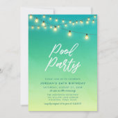 Invitation Chaînes de fête de piscine de lumière aquarelle ve (Devant)