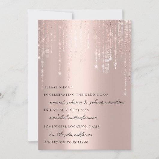 Invitation Chaînes de Rose mariage Monogram Blush (Devant)