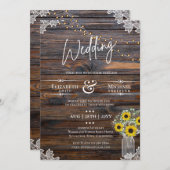 Invitation Chaînes de tournesols rustiques Lumières Invitatio (Devant / Derrière)