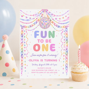 Invitation Chaînes en Papier Disco Fun pour être Un 1er Anniv