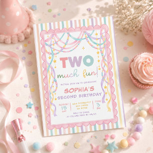 Invitation Chaînes en papier rétro pastel pour les 2 ans d'un
