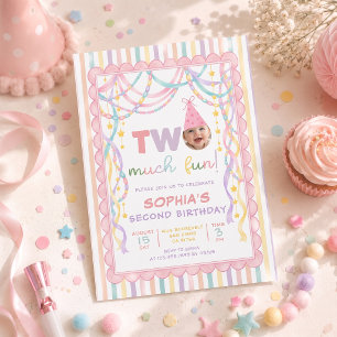Invitation Chaînes en papier rétro pastel pour les 2 ans d'un