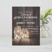 Invitation Chaînes lumineuses en bois rustique Mariage Mason  (Debout devant)