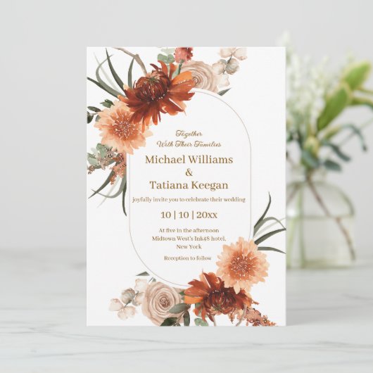 Invitation chaise d'aquarelle design mariage en terre cuite f (Debout devant)