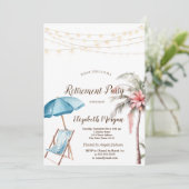 Invitation Chaise De Plage, Parasol, Fleur De Palme (Debout devant)