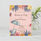 Invitation Chaise de plage, Parasol, Palm Feuilles Hibiscus (Debout devant)