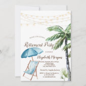 Invitation Chaise de plage, parasol palmier (Devant)
