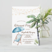 Invitation Chaise de plage, parasol palmier (Debout devant)