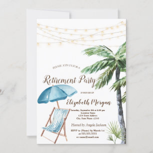 Invitation Chaise de plage, parasol palmier