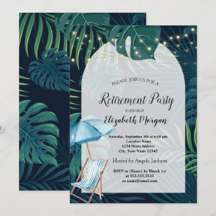 Invitation Chaise de plage, Parasol, Retraite aux feuilles de
