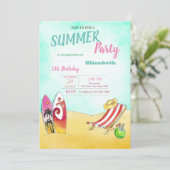 Invitation Chaise de plage, Surf Anniversaire (Debout devant)