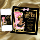 Invitation Chaise en or noir rose Ethnic Princess Baby shower