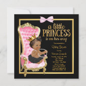 Invitation Chaise en or noir rose Ethnic Princess Baby shower (Devant)