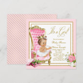 Invitation Chaise en or rose Princess Pearl Tutu Baby shower (Devant / Derrière)