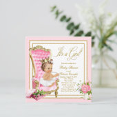 Invitation Chaise en or rose Princess Pearl Tutu Baby shower (Debout devant)