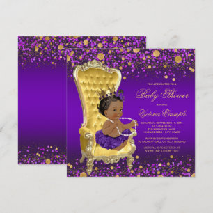 Invitation Chaise en or violet Fête prénatale de bébé princes