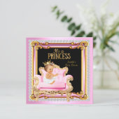 Invitation Chaise Fille de Réception de Bébé Argent Rose Or (Debout devant)