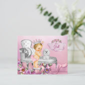 Invitation Chaise rose Blonde Princess Pearl Baby shower (Debout devant)